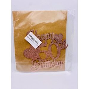 Happy 50th Birthday Rose Gold Cake Topper NEW